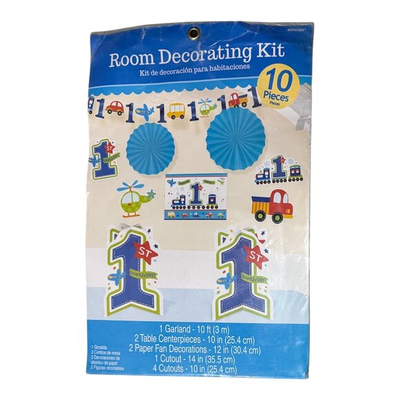 NEW - Cars & Trucks Baby's 1st Birthday Decorations Boys Blue 6 pieces in kit - Picture 3 of 5
